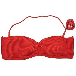 J Crew Swim‎ Red Textured Bandeau Bikini Top Swimsuit XXL